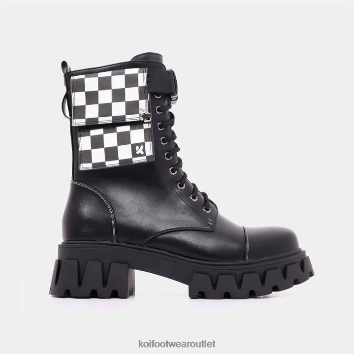 Men KOI footwear Black Fuelled Up Banshee Combat Boots TDVL194