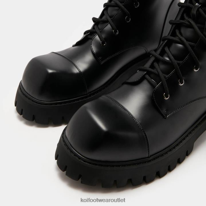 Men KOI footwear Black Gimli Square Toe Lace Up Boots TDVL193