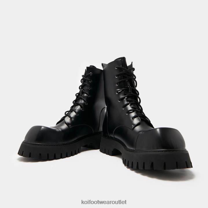Men KOI footwear Black Gimli Square Toe Lace Up Boots TDVL193