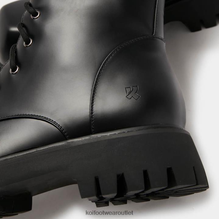 Men KOI footwear Black Gimli Square Toe Lace Up Boots TDVL193