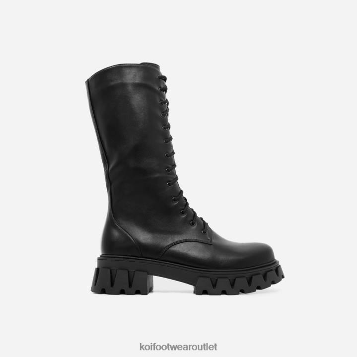 Men KOI footwear Black Trinity Knee High Lace Up Boots TDVL191