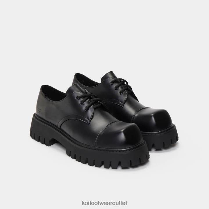 Men KOI footwear Black The Corrupter Square Toe Shoes TDVL203
