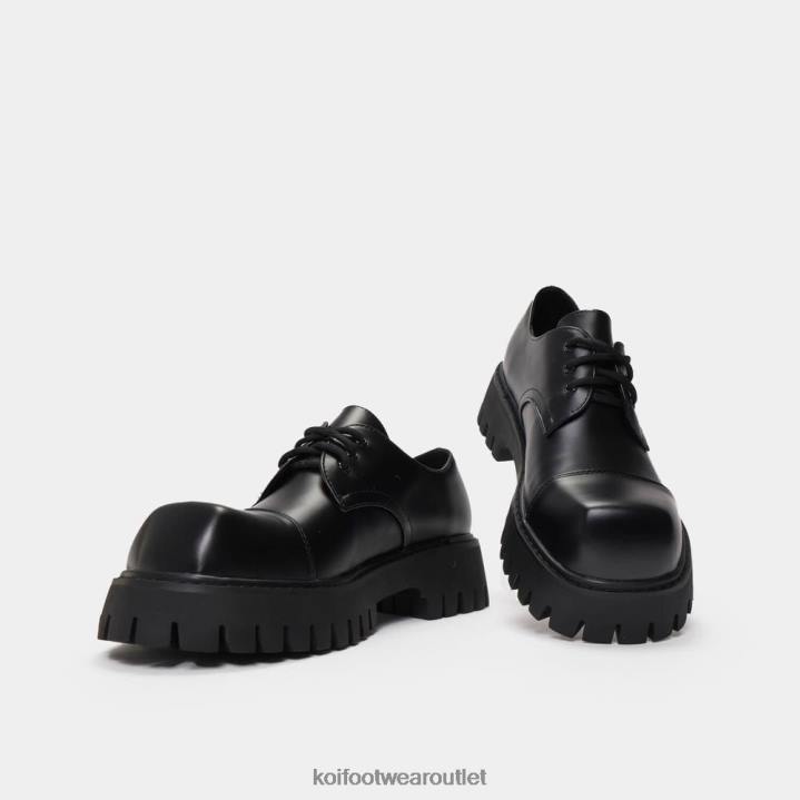 Men KOI footwear Black The Corrupter Square Toe Shoes TDVL203