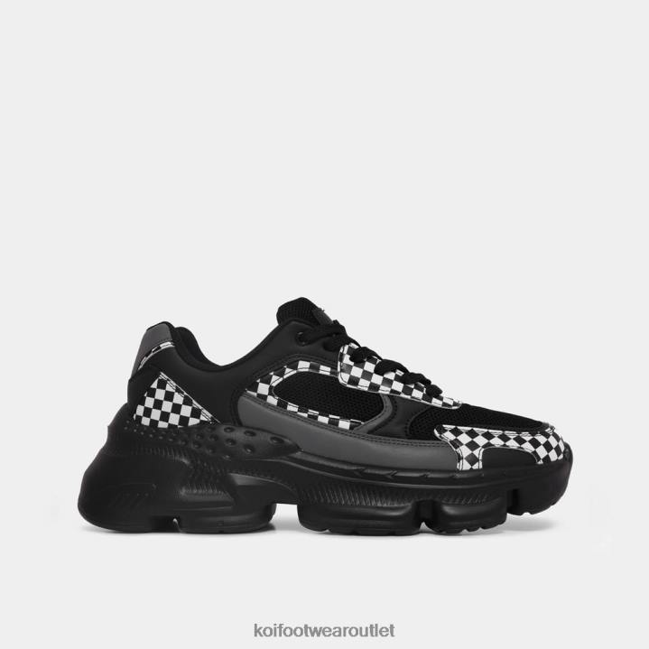 Men KOI footwear Black Formation Chequered Atomic Trainers TDVL211