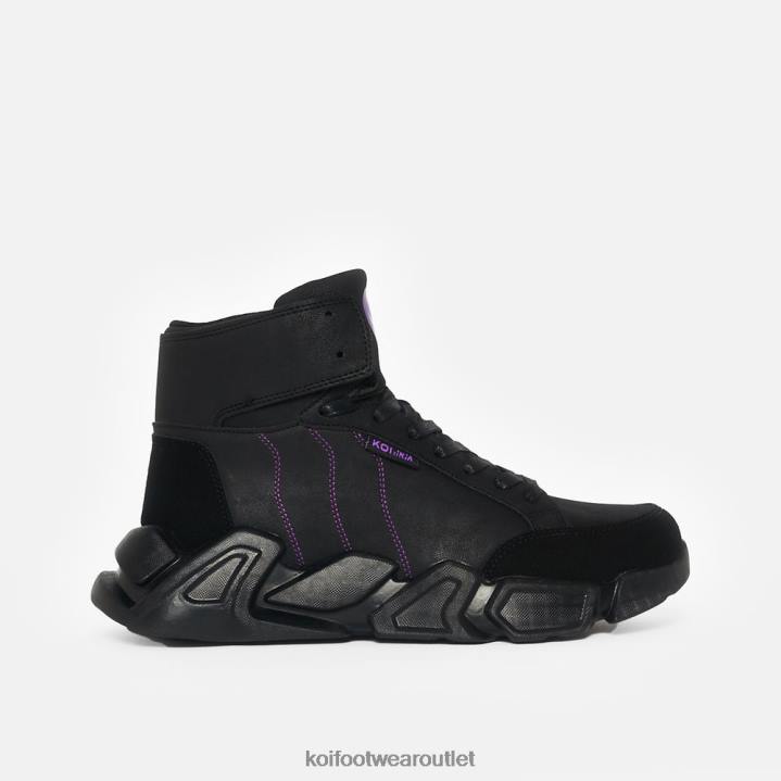 Men KOI footwear Black Hot Steppers Hi Top Trainers TDVL207
