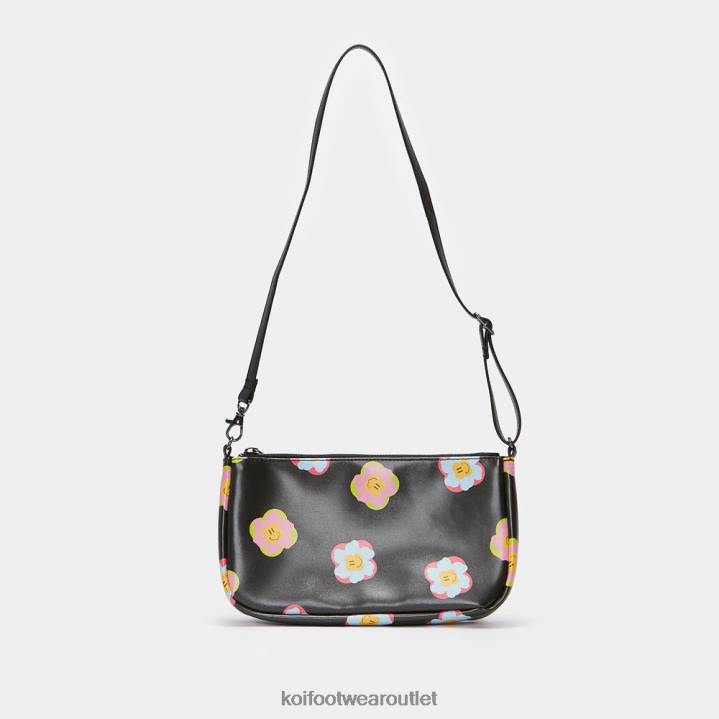 Women KOI footwear Black Flower Power Shoulder Bag TDVL176
