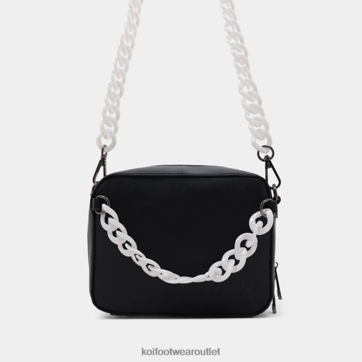 Women KOI footwear Black Monochrome Chain Reaction Crossbody Bag TDVL173