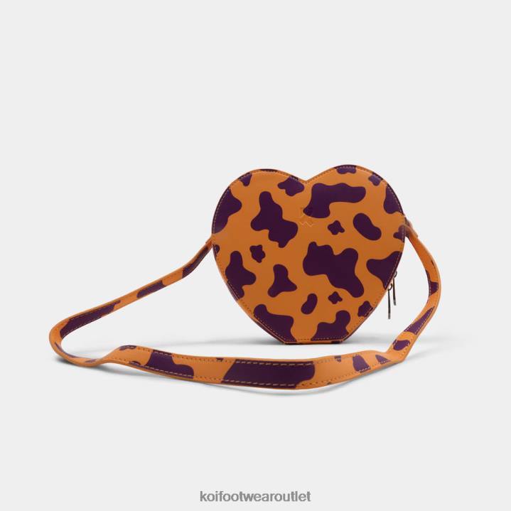 Women KOI footwear Orange Funky Town Cow Print Bag TDVL170