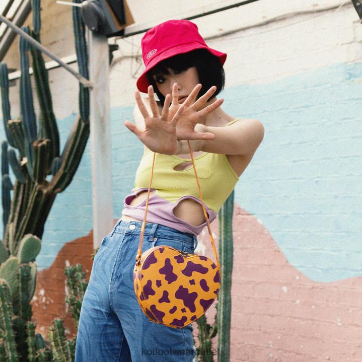 Women KOI footwear Orange Funky Town Cow Print Bag TDVL170
