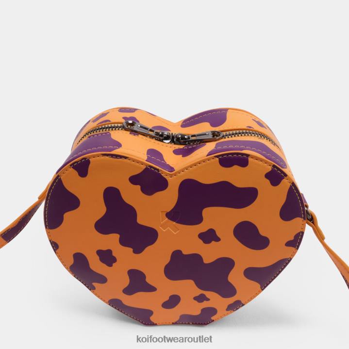 Women KOI footwear Orange Funky Town Cow Print Bag TDVL170