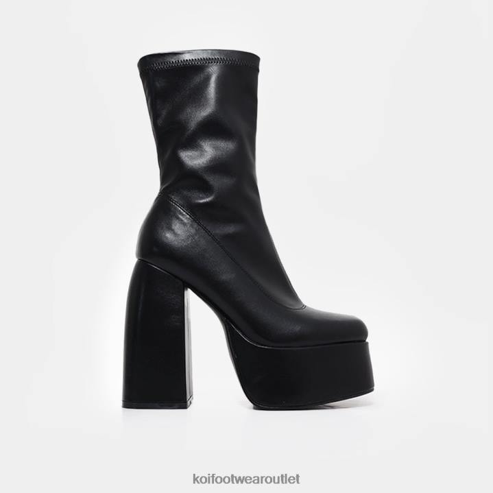 Women KOI footwear Black Akiba Stretch Fit Sock Platform Heels TDVL153