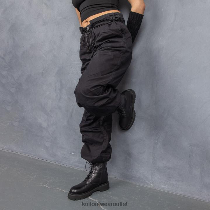 Women KOI footwear Black Anchor Military Lace Up Boots TDVL88