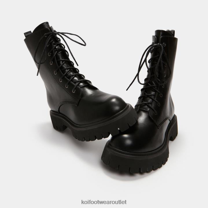 Women KOI footwear Black Anchor Military Lace Up Boots TDVL88