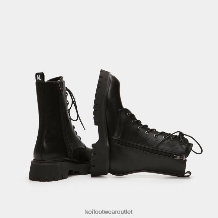 Women KOI footwear Black Anchor Military Lace Up Boots TDVL88
