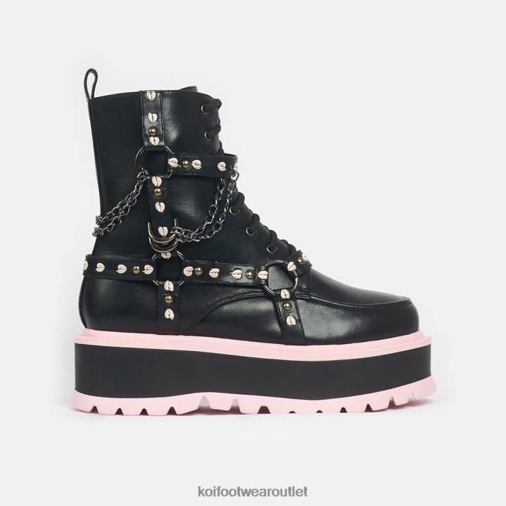 Women KOI footwear Black Beautiful Tragedy Platform Boots TDVL86