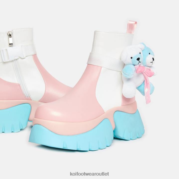 Women KOI footwear Multi Teddy Bear Pastel Platform Boots TDVL107