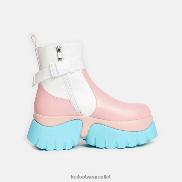 Women KOI footwear Multi Teddy Bear Pastel Platform Boots TDVL107