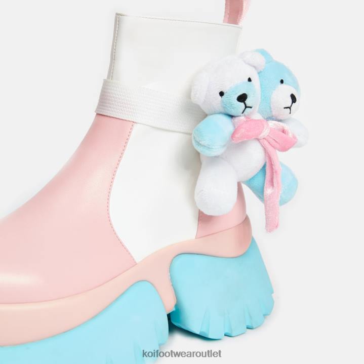 Women KOI footwear Multi Teddy Bear Pastel Platform Boots TDVL107