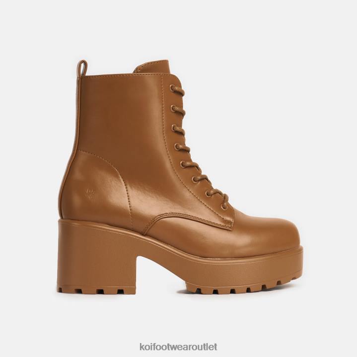 Women KOI footwear Orange Gin Burnt Platform Military Boots TDVL73