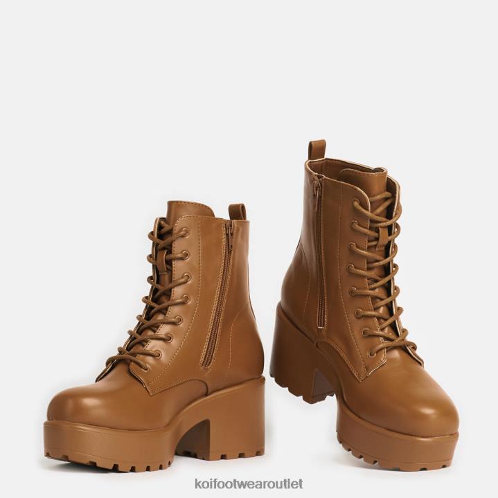Women KOI footwear Orange Gin Burnt Platform Military Boots TDVL73