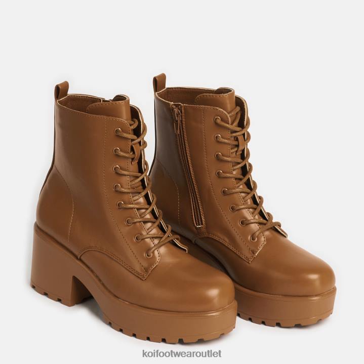 Women KOI footwear Orange Gin Burnt Platform Military Boots TDVL73