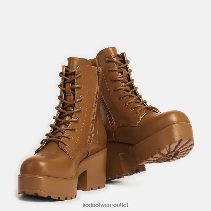 Women KOI footwear Orange Gin Burnt Platform Military Boots TDVL73