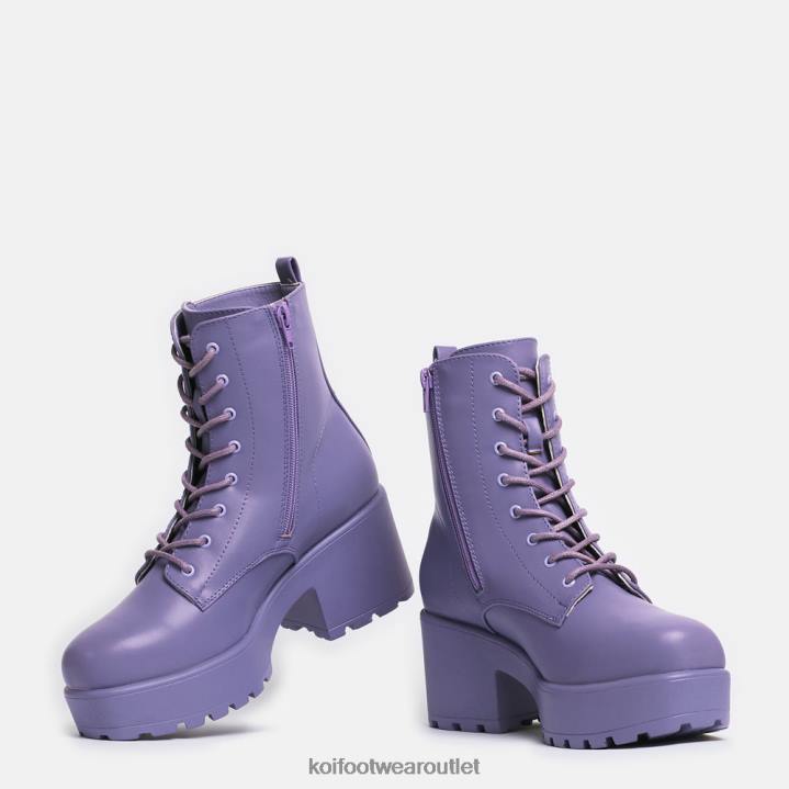 Women KOI footwear Purple Gin Lavender Platform Military Boots TDVL74