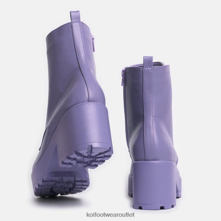 Women KOI footwear Purple Gin Lavender Platform Military Boots TDVL74
