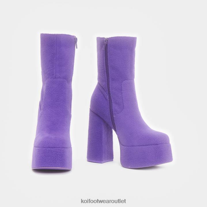 Women KOI footwear Purple Tinky Winky Fluffy Platform Boots TDVL102