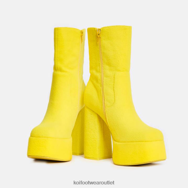 Women KOI footwear Yellow Laa Laa Fluffy Platform Boots TDVL100