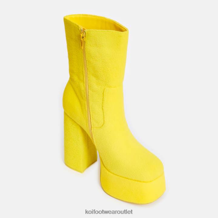 Women KOI footwear Yellow Laa Laa Fluffy Platform Boots TDVL100
