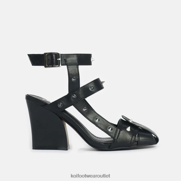 Women KOI footwear Black Chaos Blades Strappy Heels TDVL34