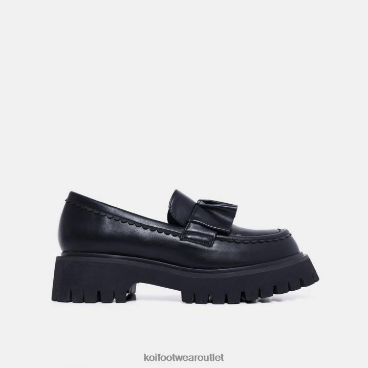 Women KOI footwear Black Willow Ruffle Loafers TDVL47