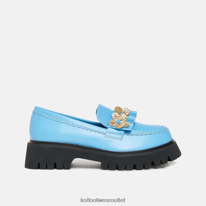 Women KOI footwear Blue Sunset Leaves Flower Loafers TDVL41