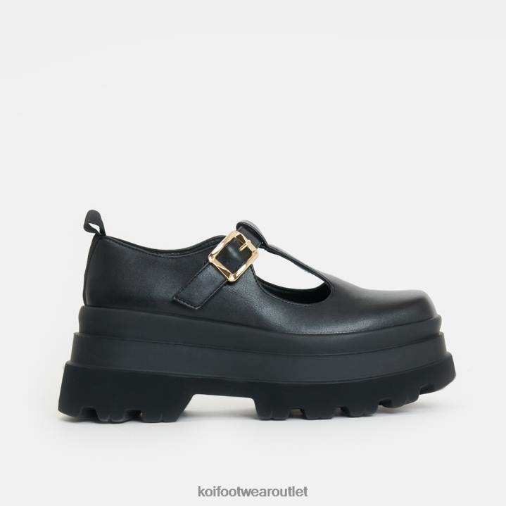 Women KOI footwear Black Silent Amity Trident Platform Mary Janes TDVL15