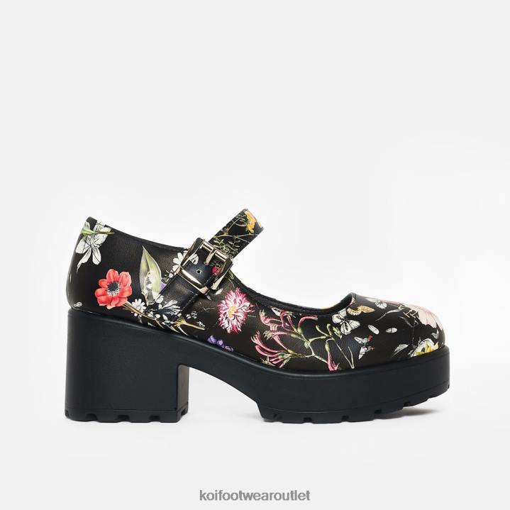 Women KOI footwear Black Tira Mary Janes 'Floral Edition' TDVL13