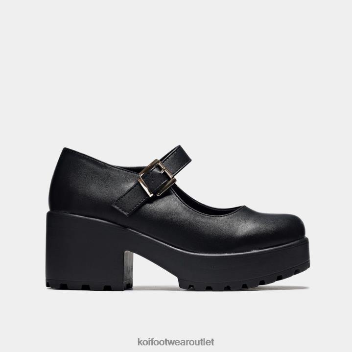 Women KOI footwear Black Tira Wide Fit Mary Janes 'Faux Leather Edition' TDVL25