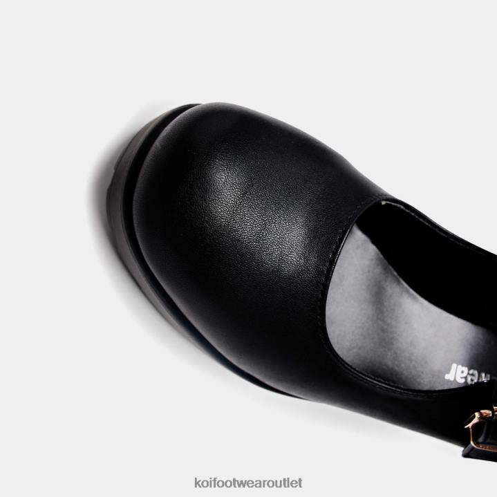 Women KOI footwear Black Tira Wide Fit Mary Janes \'Faux Leather Edition\' TDVL25