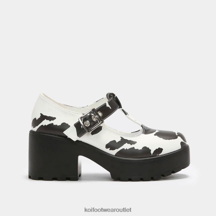 Women KOI footwear White Sai Cow Print Mary Janes 'Nettie Edition' TDVL16
