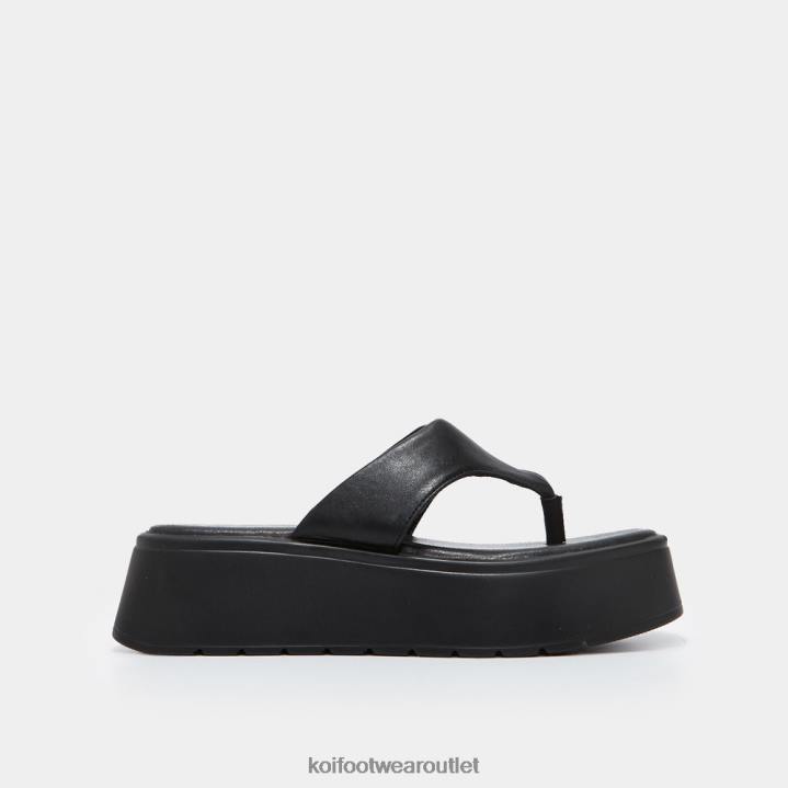 Women KOI footwear Black Alora Chunky Thong Sliders TDVL141