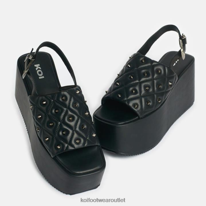 Women KOI footwear Black Imperial Web Mega Platform Sandals TDVL131