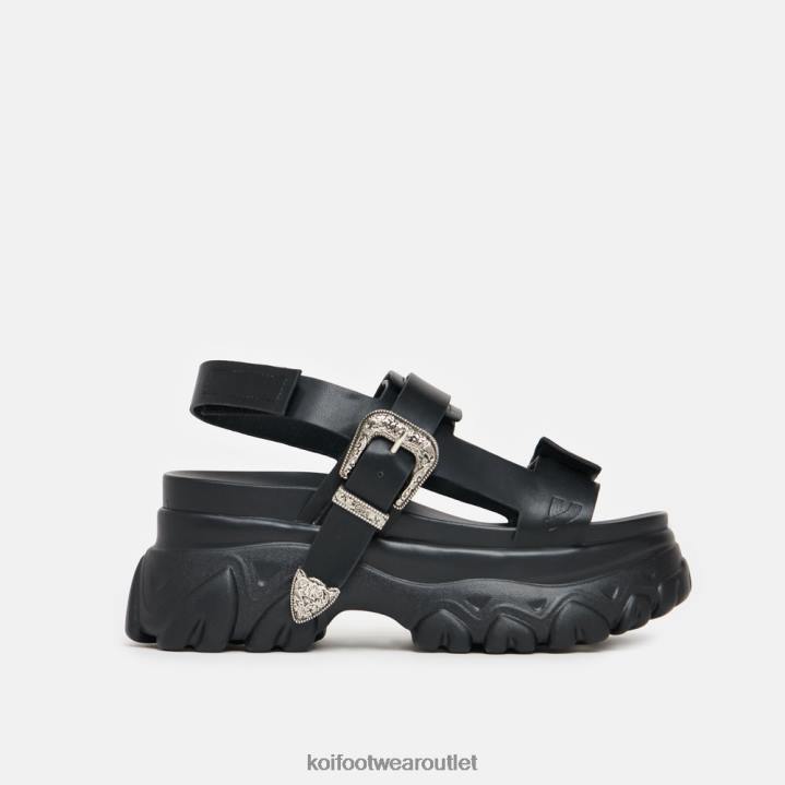Women KOI footwear Black Iron Surveillance Chunky Sandals TDVL132
