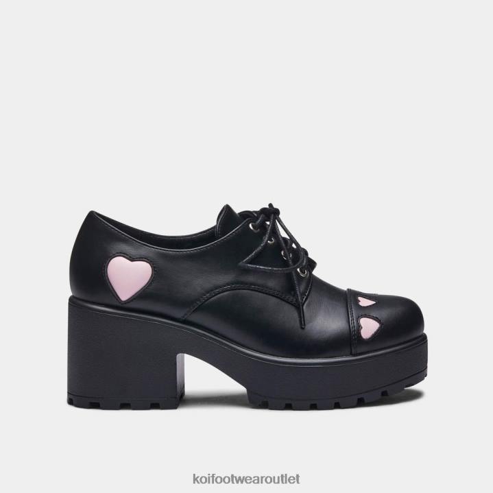 Women KOI footwear Black Tennin Heart Shoes TDVL53