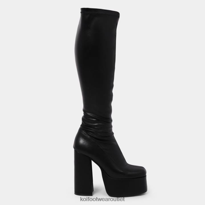 Women KOI footwear Black Restless Riser Platform Long Boots TDVL69